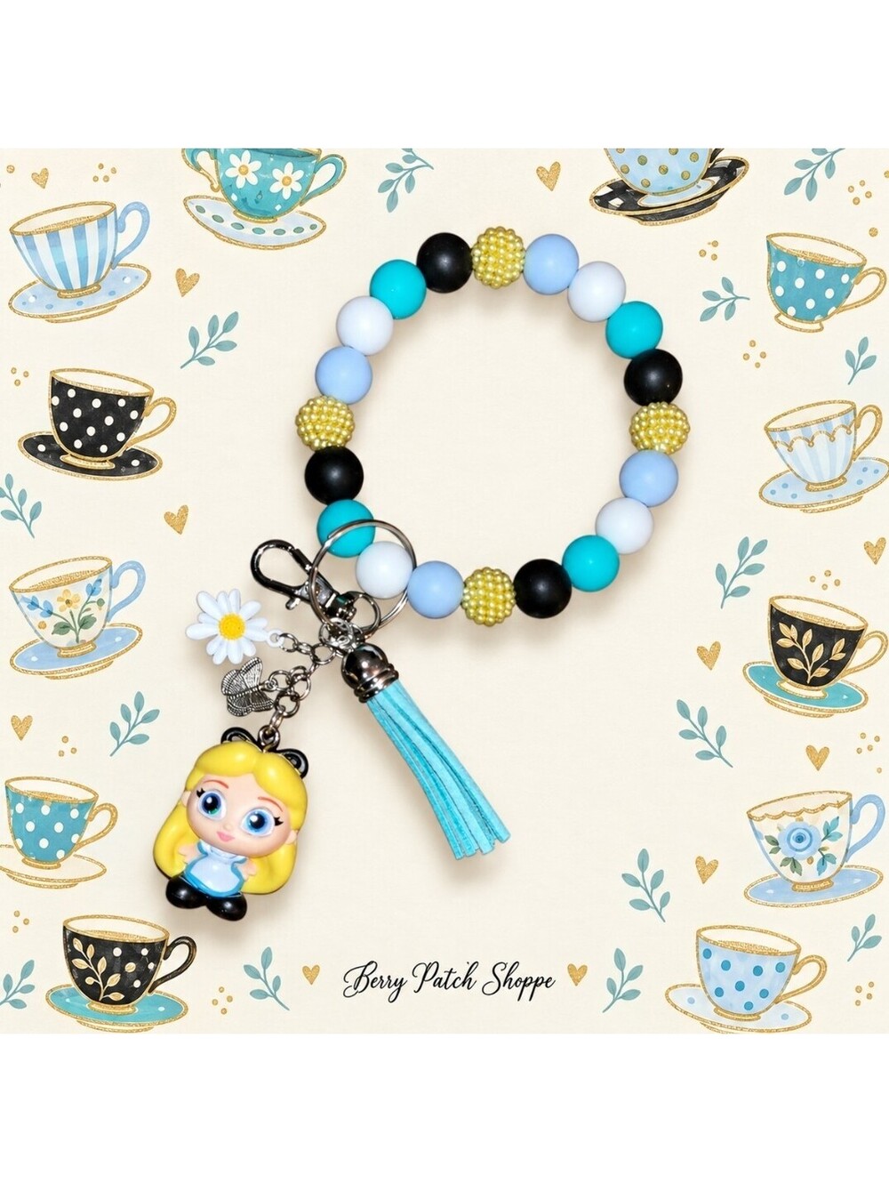 Disney's Doorables Alice in Wonderland Purse Tote Charm Keychain Bracelet